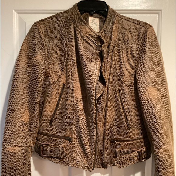 Free People Snake-Embossed Faux Leather Jacket - Picture 1 of 8